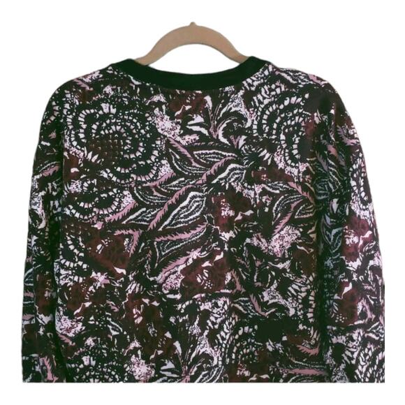 Joie Caleigh Burgundy Floral Drop Shoulder Cropped Pullover Thumbholes Women's M - Picture 6 of 7